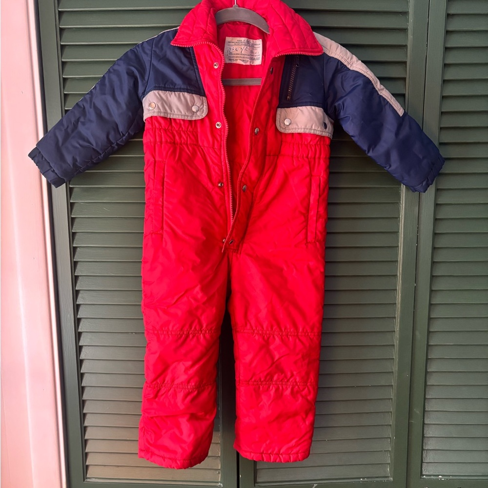 VINTAGE Sears Red and Navy Kids Jumpsuit